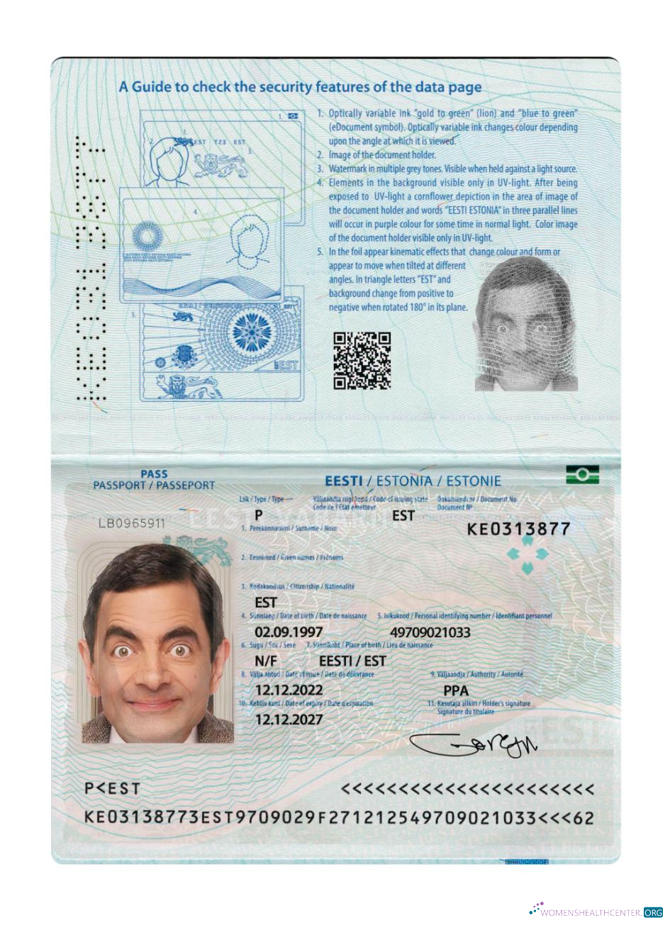 Download Estonia passport 2022 present Photoshop template